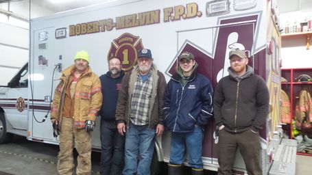 Picture from left to right:  Captain Adam Burnes, Assistant Chief Joe Fortner, Chief Mike Landstrom, Training Officer Taylor Behrens, and Firefighter Daniel Flessner..